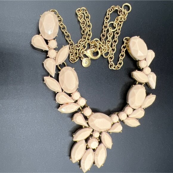 J.Crew Womens Statement Bib Necklace Cream Faceted  Flower Beads Gold-tone - Picture 6 of 11